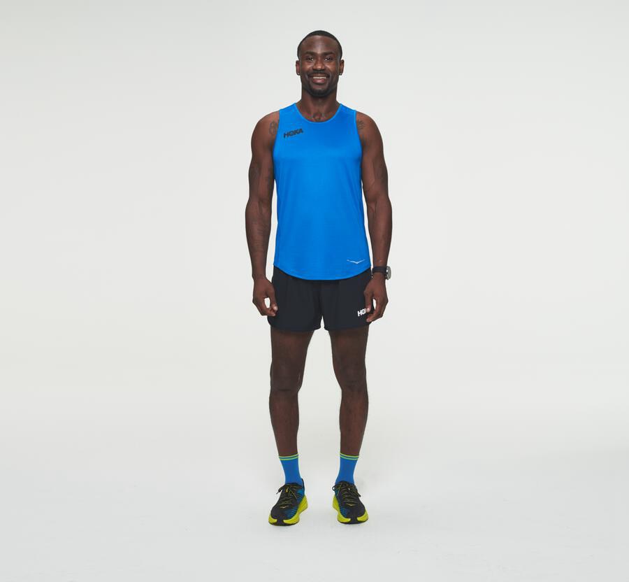 Tops Mens - Hoka One One Performance Tank - Blue - IMVKYAB-74